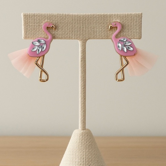 True to Form Jewelry - NWT True to Form Pink Flamingo Earrings with Rhinestones